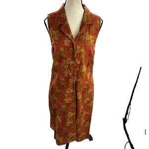 Christopher Banks Womens Size 8 Dress Sleeveless Button Front Linen Blend Midi